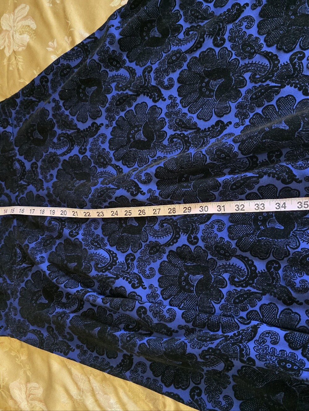 Lands' End Blue Dress with Black Floral Burnout - Picture 7 of 7